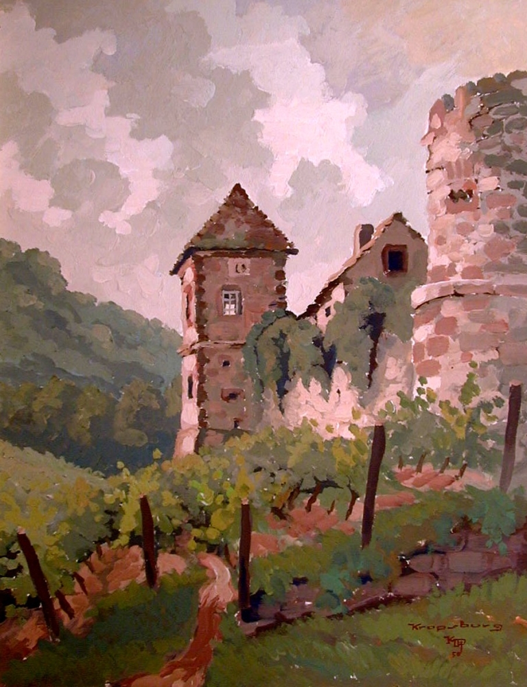 Kurt Mayer-Pfalz, St. Martin Church tower in Kropsburg