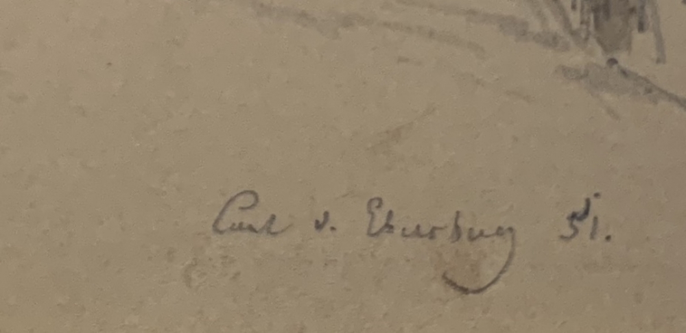 Carl von Ehrenberg, Caselle Borgetto - Kuenstler sitzt vor der Ruine Bogetto bei Ancona 1851