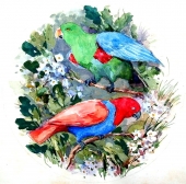 Jacob Durst (1875-1951), zwei Papageien,