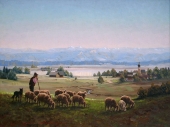 Hans Stadelmann (attributed), Shepherd in Front of a Lake in the Alpine Foothills