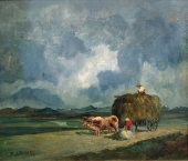 Lang, (Fritz?), First Half of the 20. Century, Hay Harvest in the Pre- Alps