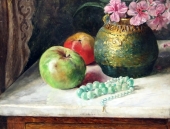 Grete Fleischmann, Stillleben mit Blumen und Obst