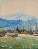 Willy Krause, Hütte in den Bergen