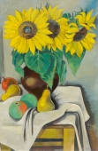 Georg Winter, Stillleben mit Sonnenblumen und Früchten