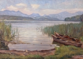 Hans Oertle, Zwei Boote am Ufer des Simssees