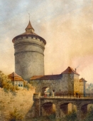 Edmund Krenn, Ansicht vom Spittlertorturm und der Stadtmauer (Nürnberg)