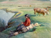 Andreas Bach, Farmer by the water with cows