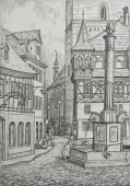 Laaber, Old Town Alley with Fountain in Schwabach 1947