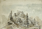 Waldemar Knoll, Schloß Gori,  Georgien, Studie zum berühmten Gemälde von W.Knoll