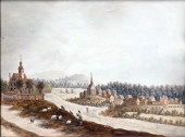 Aquarell um 1800, Nürnberg, St. Jobst / Mögeldorf