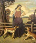 Wolfgang Jaeger, franconian farmers wife with her two dogs