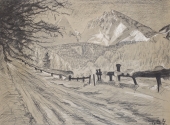 Emil Scheidig, Winterliche Bergansicht Walding 1938