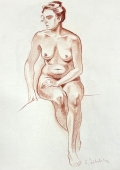 Karl Seubert, Red nude drawing