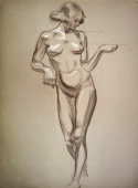 Karl Seubert, Nude woman drawing