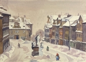 Karl Seubert, Prag - Platz im Winter