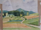 Hans Kern, Landschaft mit Feldweg/Bergpanorama