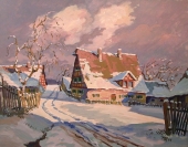 Mayer-Pfalz, Winterlandschaft mit Gehöft in Franken, Nürnberg