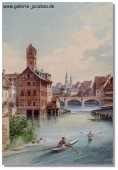 Biedermeier Maler, Blick über die Pegnitz in Nürnberg